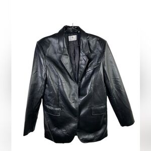 Aritzia Babaton Black Faux Leather New Agency‎ Blazer